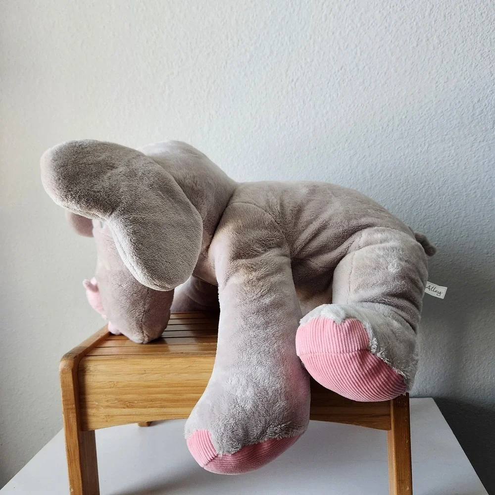 Vintage 2008 Plush Stuffed Animal Alley‎ Toys R Us Gray Pink Large Baby Elephant